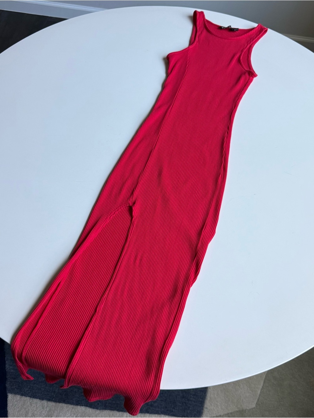 Rehab Red Ribbed Maxi Dress